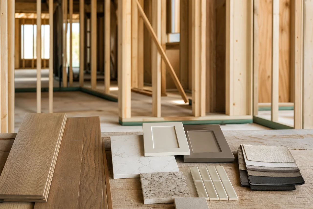 Residential framing and finish samples for construction planning