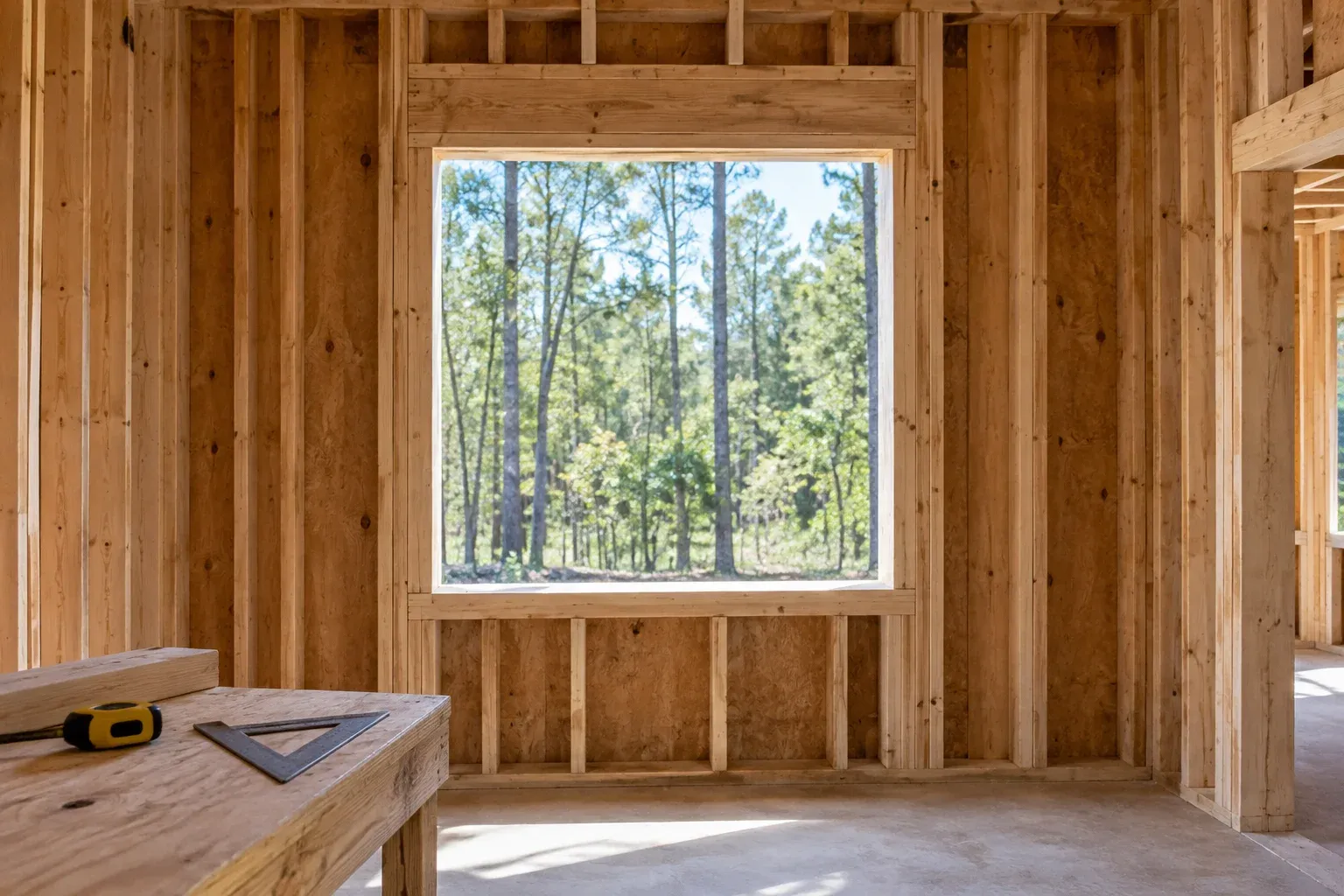 Framed window opening showing why window dimensions must be coordinated before installation.